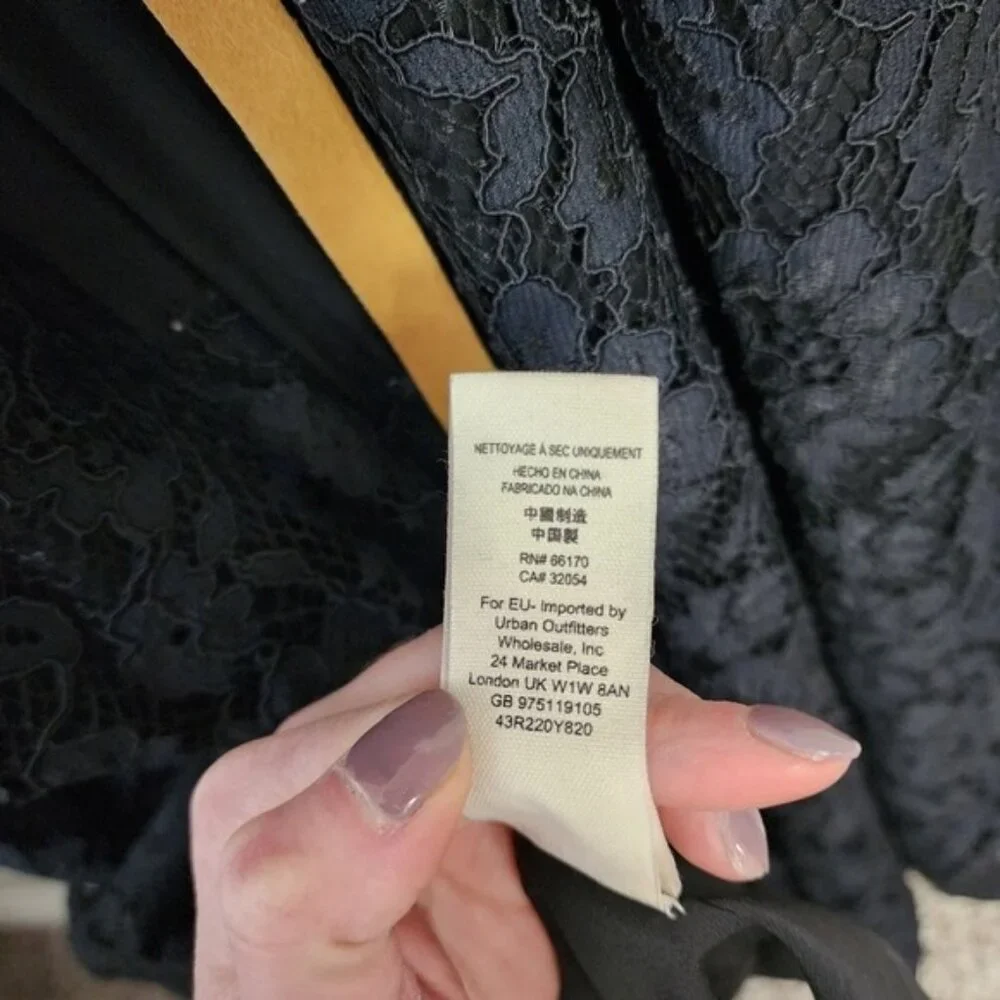 FREE PEOPLE Princapesa Black‎ Lace Open Back Maxi Gown Dress Size 2
